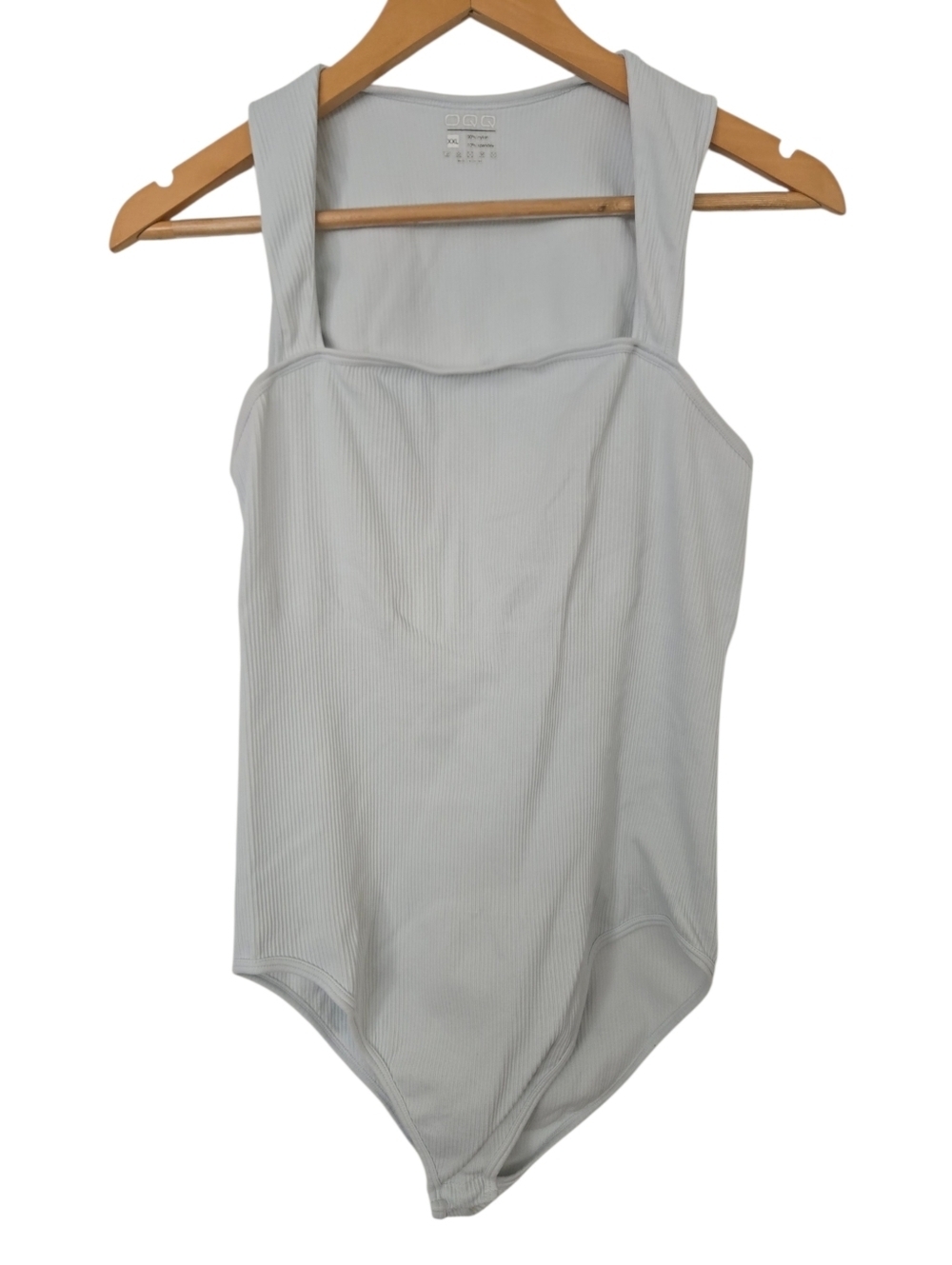 OQQ Ribbed Bodysuit XXL Gray Sleeveless Tank Stretch Shapewear Basic